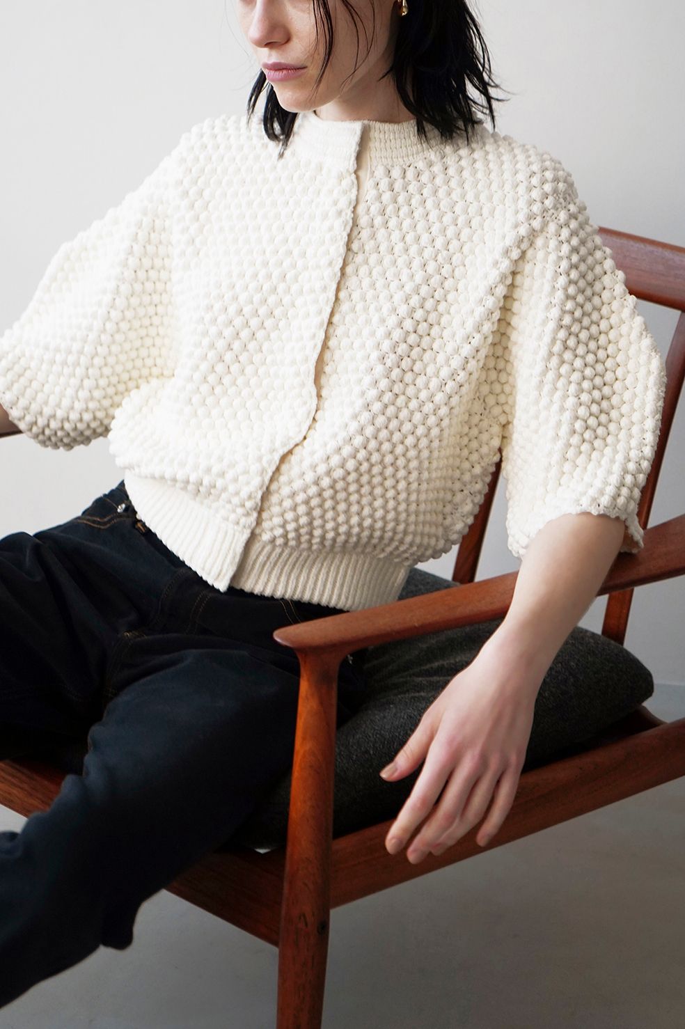 プロモーションアイテム 【CLANE】3D DOT HALF SLEEVE KNIT CARDIGAN