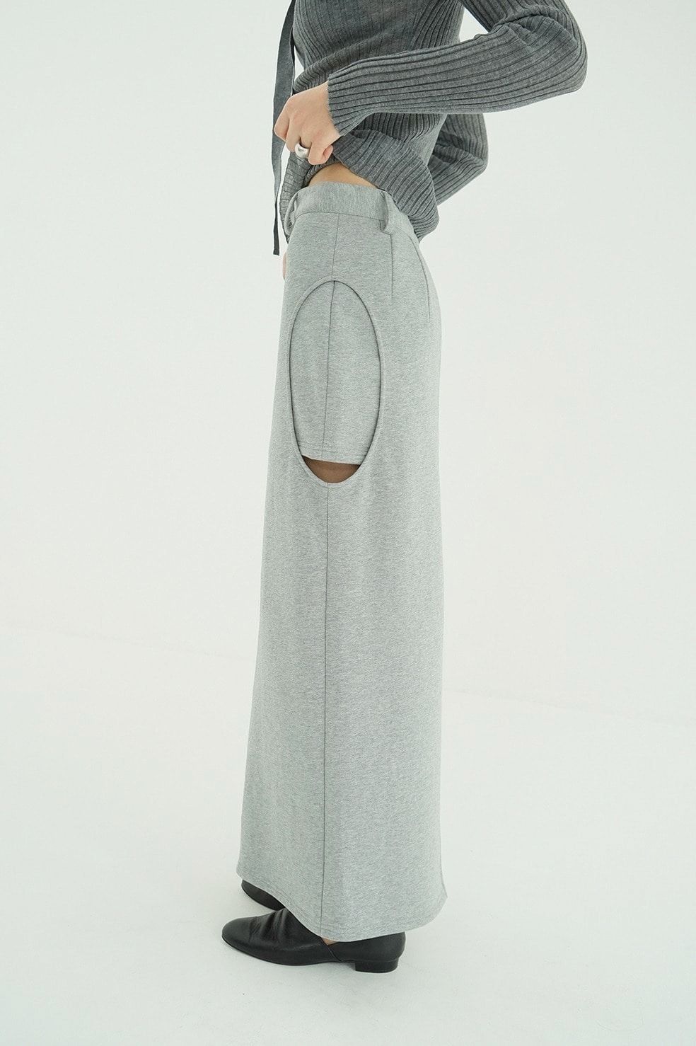 サークルカットスカート - CIRCLE CUT SWEAT SKIRT (GREY)