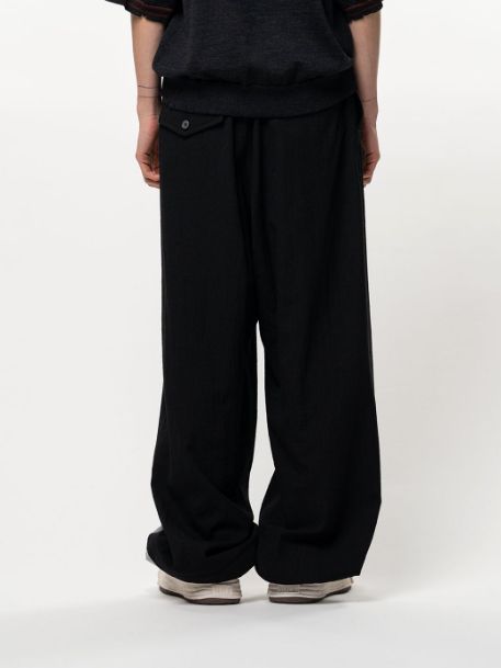 スウェット レイヤード ウール パンツ - Sweat Layered Wool Pants (BLACK)