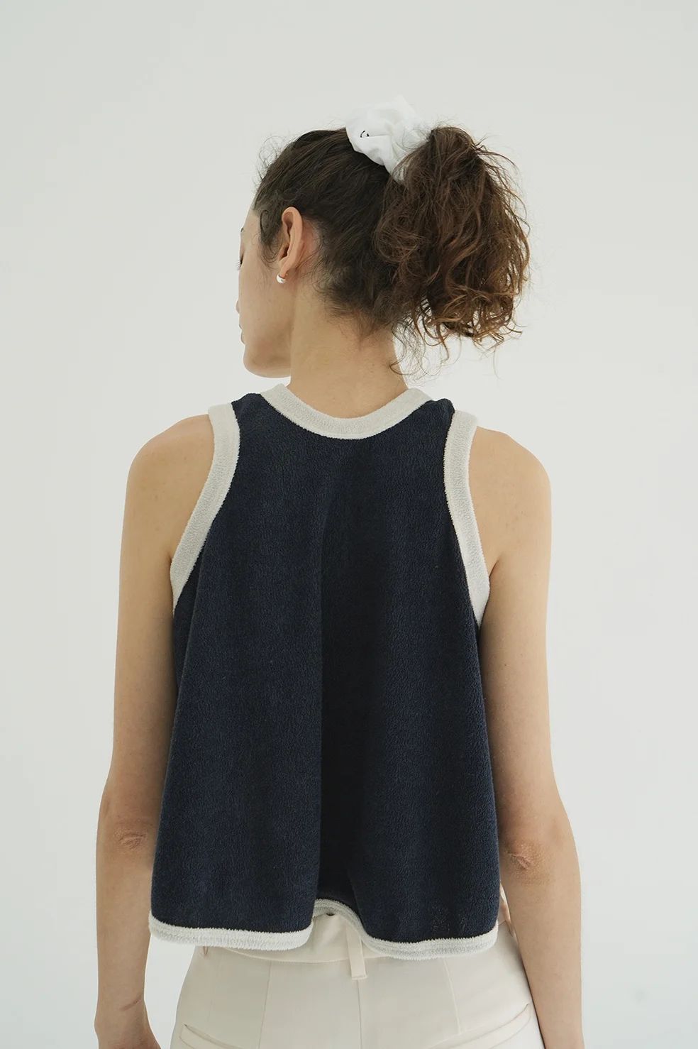 パイル フレアショートトップス - PILE FLARE TANK TOPS - NAVY
