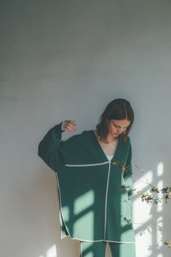ダブルフェイスラインニット -  DOUBLE FACE LINE KNIT - GREEN