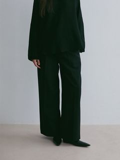 SANTEセンタークリースセミワイドパンツ (BLACK)
