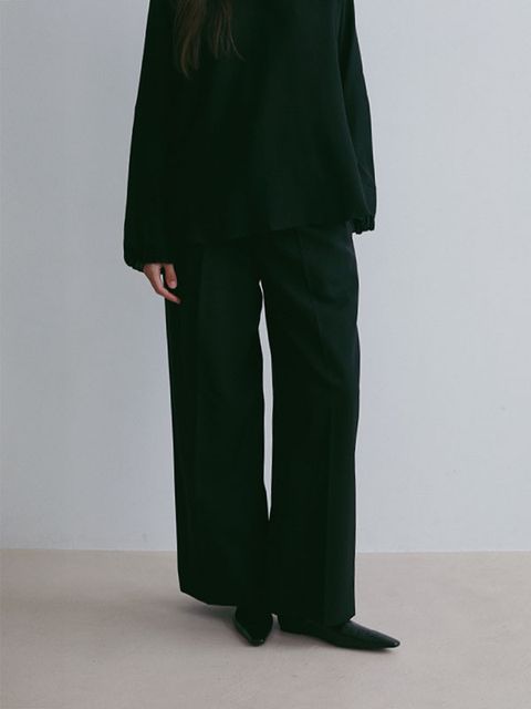 SANTEセンタークリースセミワイドパンツ (BLACK)
