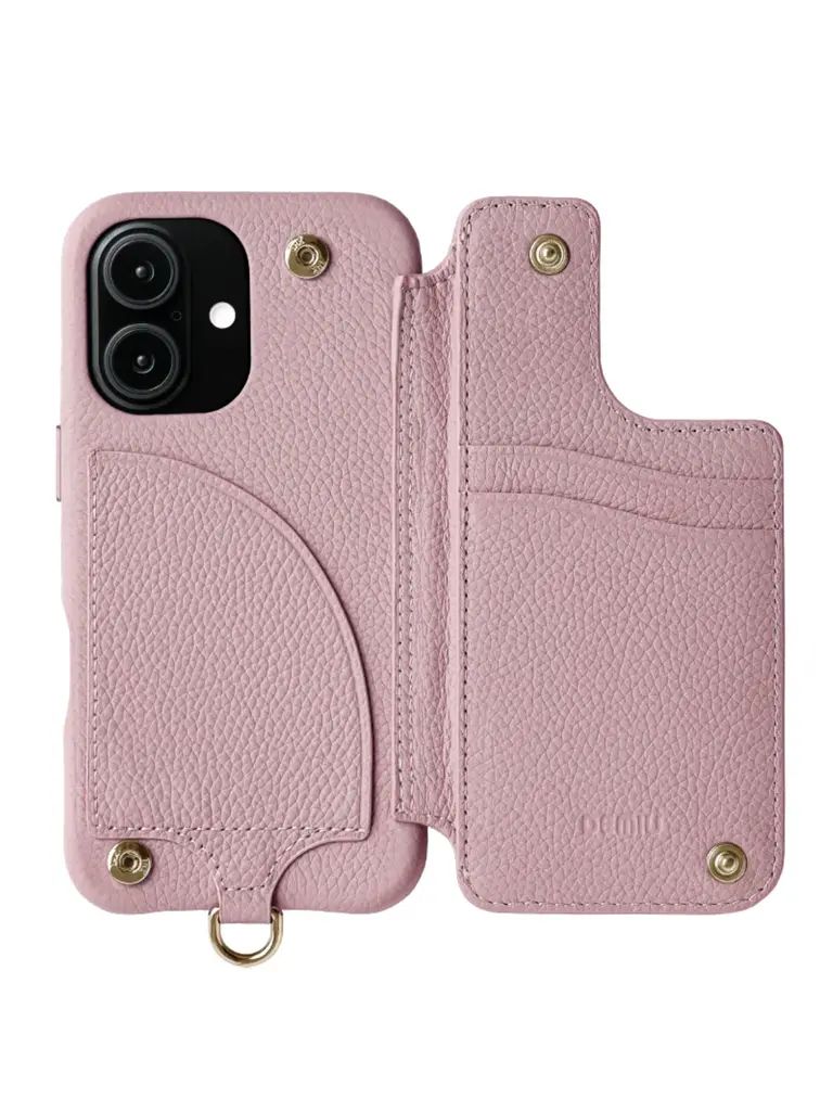 【GRACE / グレイス】 手帳型 レザーケース iPhone 14～17シリーズ対応 （ピンク）
