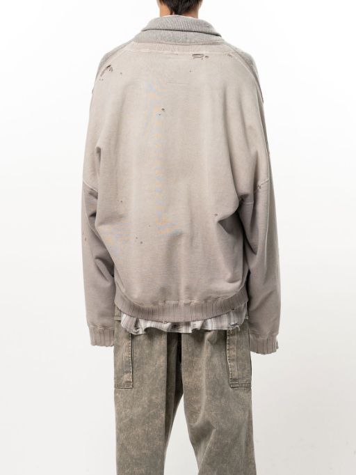 スウェットシャツ コンバインド ニット カーディガン - Sweatshirt Combined Knit Cardigan (GREY)