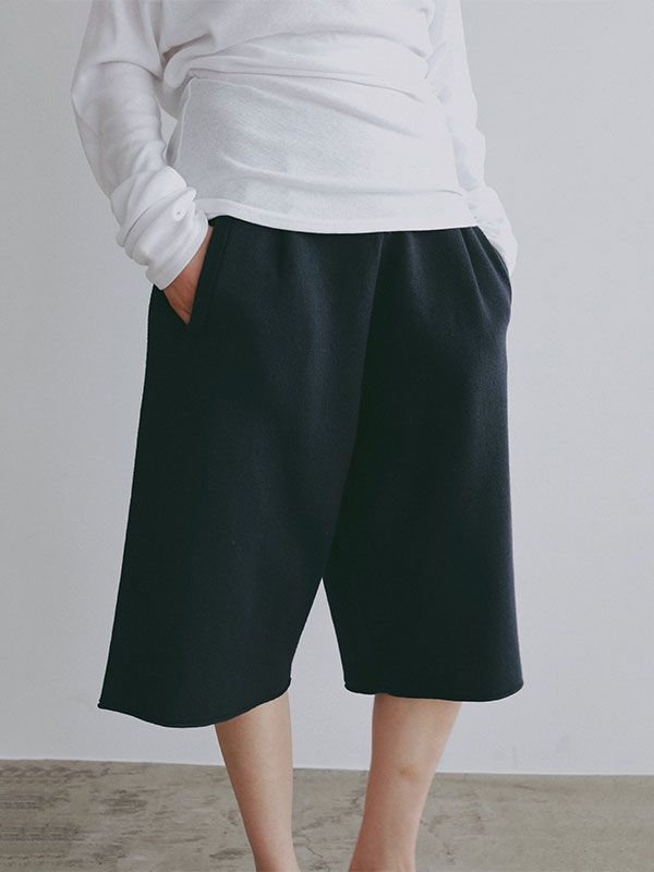 ダブルフェイスニットハーフパンツ(NAVY)