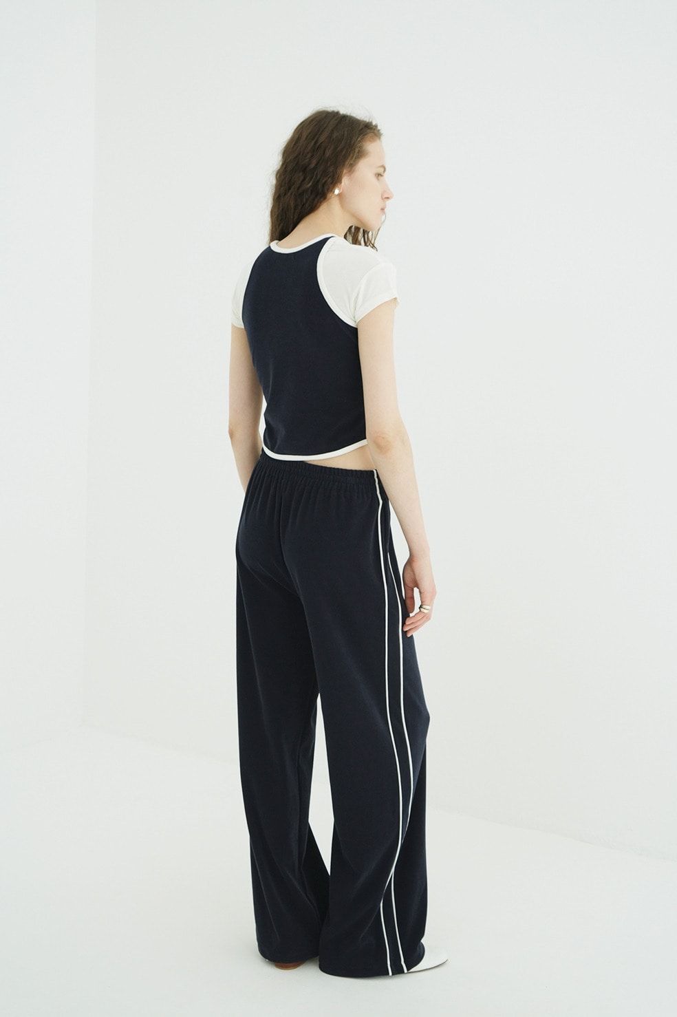 パイルセットアップ - PILE CONTRAST LINE SET UP (NAVY)