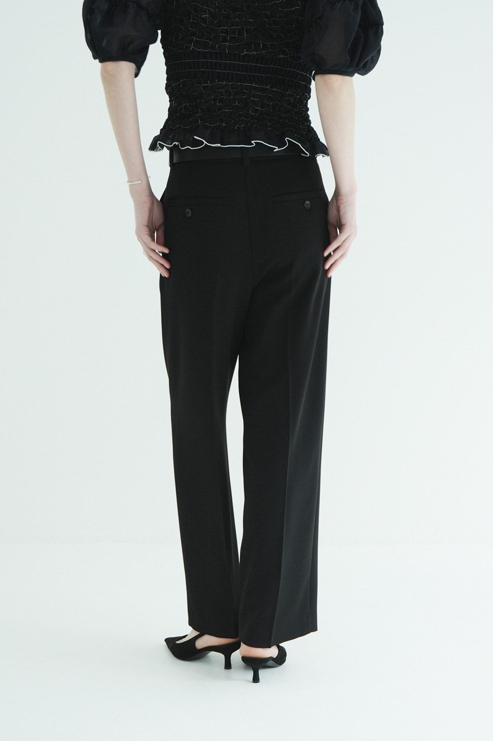 ツーウェイタックストレートパンツ - 2WAY TUCK STRAIGHT PANTS (BLACK)