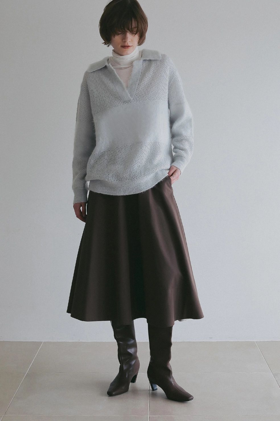 モヘアポロニット - MOHAIR POLO KNIT (LIGHT BLUE)