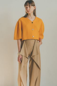 コクーンショートジャケット - V NECK COCOON SHORT JACKET - ORANGE