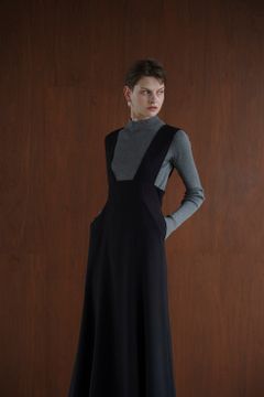 ワイド サスペンダー スカート -  WIDE SUSPENDER SKIRT - BLACK