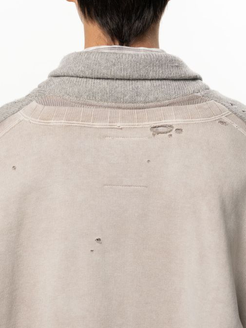 スウェットシャツ コンバインド ニット カーディガン - Sweatshirt Combined Knit Cardigan (GREY)