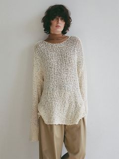 スラブヤーンローゲージニットプルオーバー (CREAM)