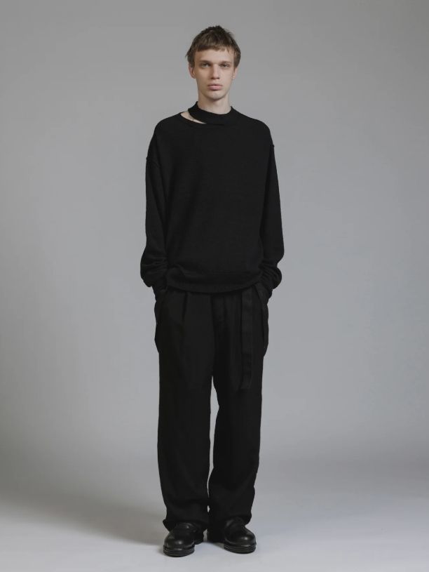 デザイン スウェットプルオーバー - HIGH-GAUGE SWEATER (BLACK)