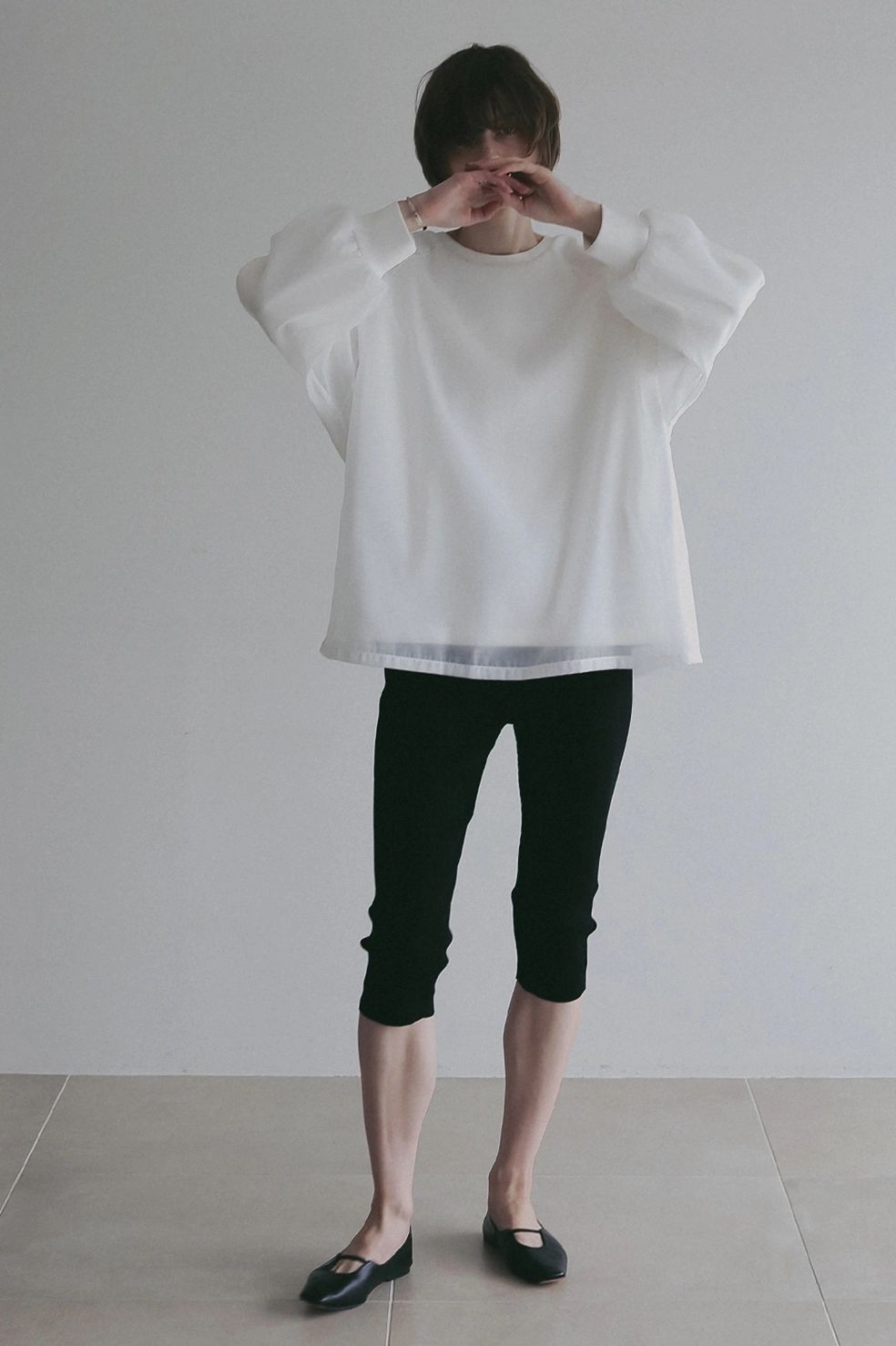 シアーレイヤード カットトップス | SHEER LAYERED CUT TOPS (WHITE)
