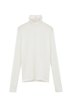 カシミヤ混タートルネックカットソー | COMFORTABLE TURTLE TOPS (WHITE)
