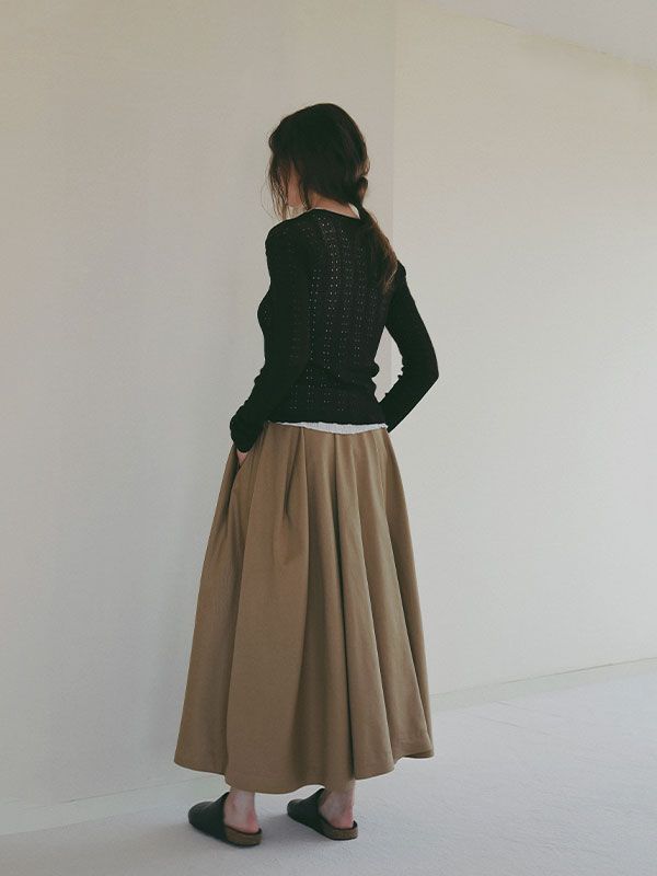 パターンスティッチシアーニットカーディガン （BROWN)