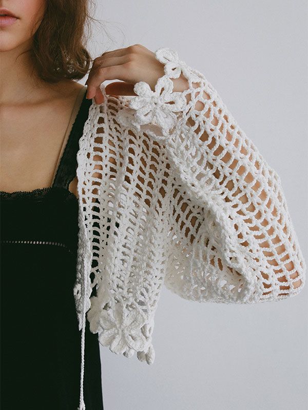 クロシェニットカーディガン (WHITE)