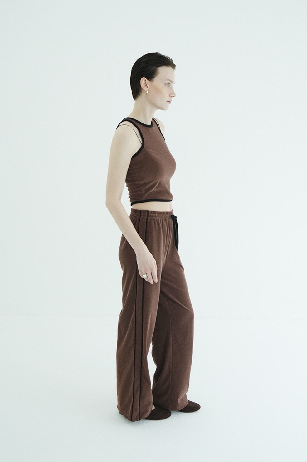 パイルセットアップ - PILE CONTRAST LINE SET UP (BROWN)