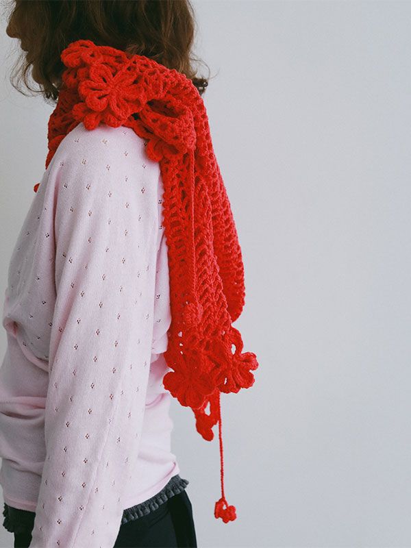 クロシェニットカーディガン (RED)