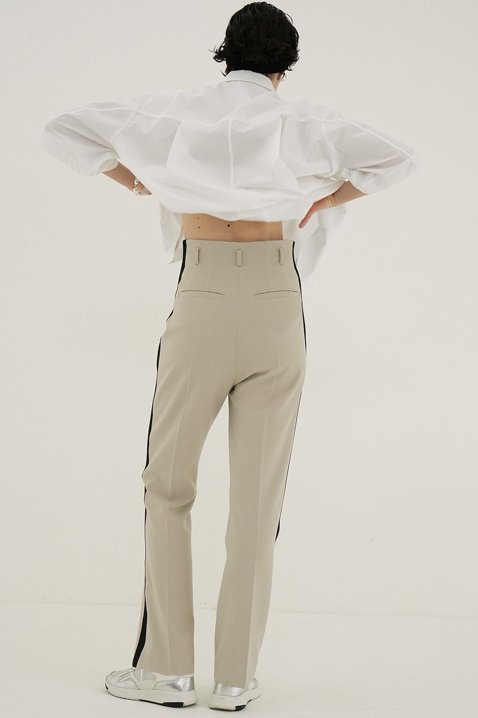 ハイウエストパンツ - HIGH WAIST SIDE LINE PANTS - IVORY