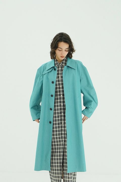 ステンカラーコート	- BULKY LINE STAIN COAT (BLUE)