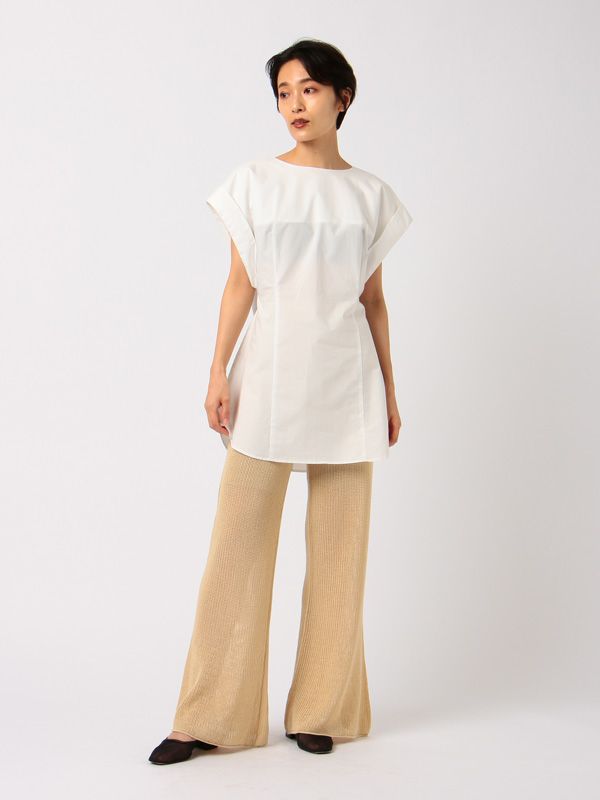 タックメッシュニットパンツ - BEIGE