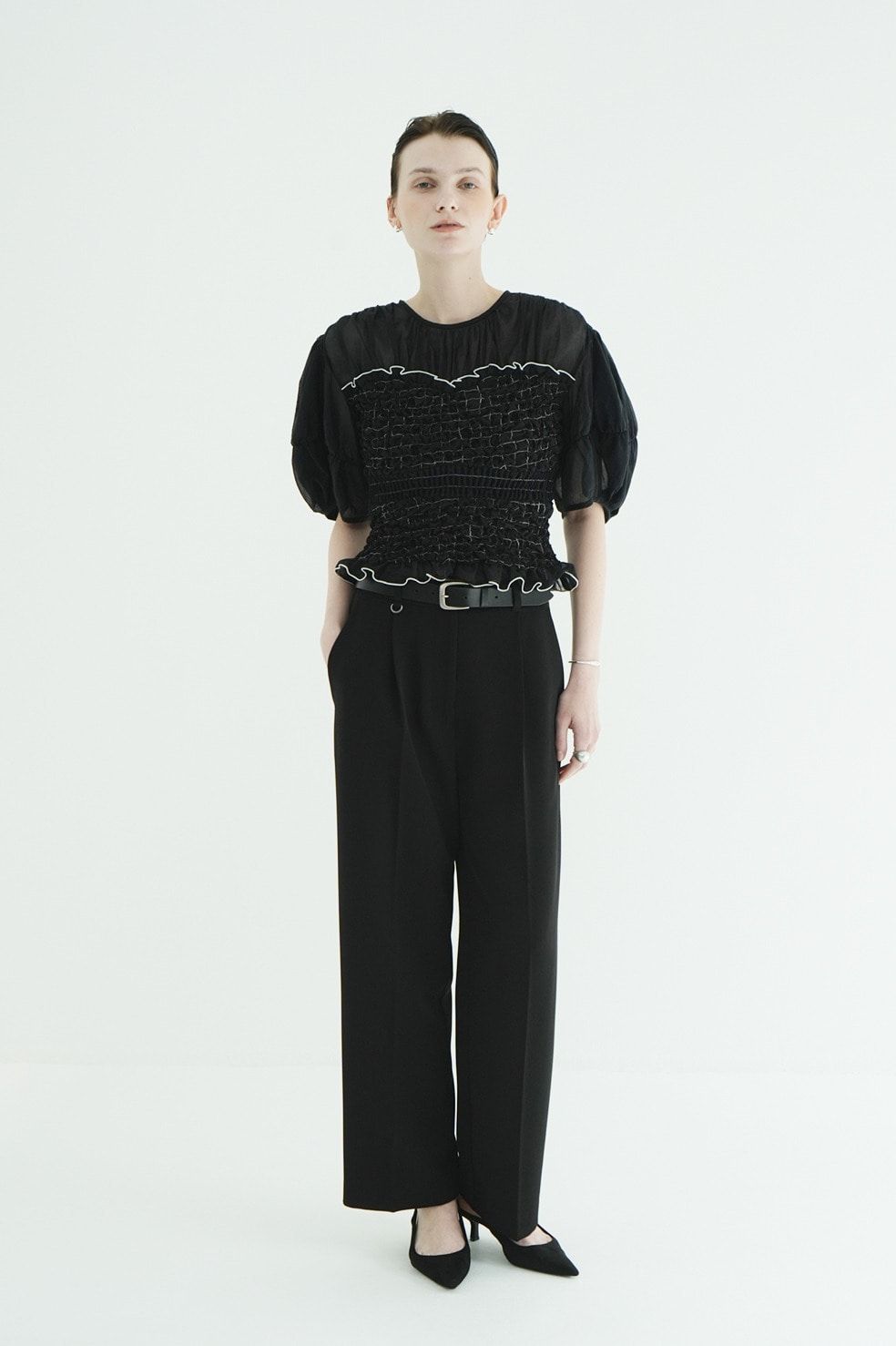 ツーウェイタックストレートパンツ - 2WAY TUCK STRAIGHT PANTS (BLACK)