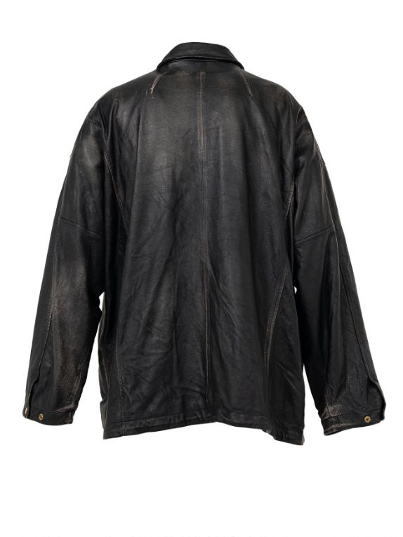 ディストレスドレザーコーチジャケット -  Distressed Leather Coach Jaket (BLACK)