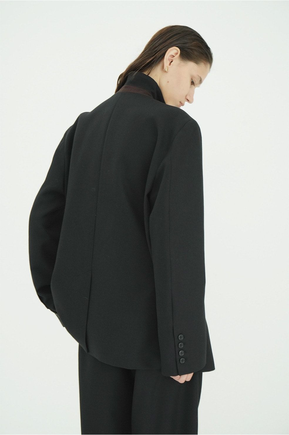 ヘリンボーン柄 テーラードジャケット - HERRINGBONE TAILORED JACKET (BLACK)
