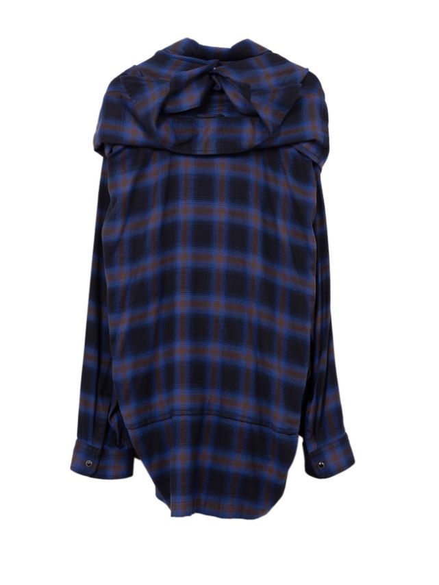 レイヤードチェックシャツ - Sleeve Layered Check Shirt (BLUE)
