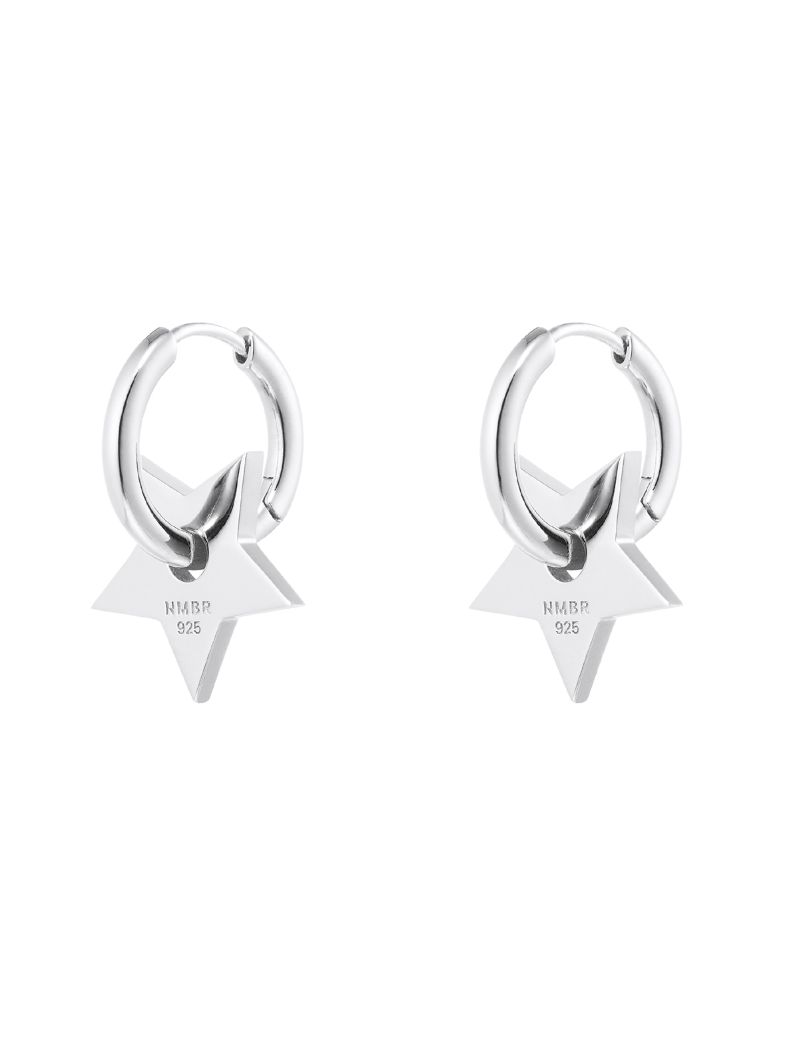 【両耳用】 Two-way Star Hoop Earrings（SILVER) - スターフープピアス