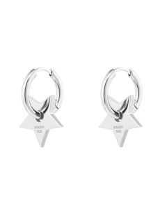 【両耳用】 Two-way Star Hoop Earrings（SILVER) - スターフープピアス