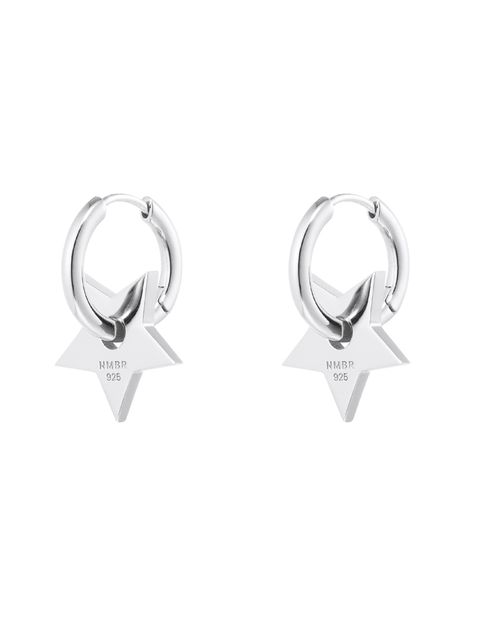 【両耳用】 Two-way Star Hoop Earrings（SILVER) - スターフープピアス