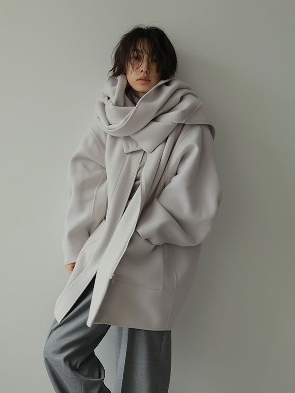 ETRE TOKYO フーディーストールコクーンコートGREY-