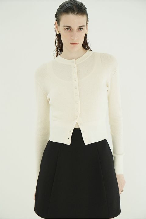 ニットカーディガン×タンクトップ セット -  BUTTON CARDIGAN TANK SET （IVORY)