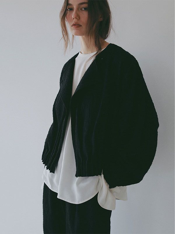 コットンジャガードライトブルゾン （BLACK)