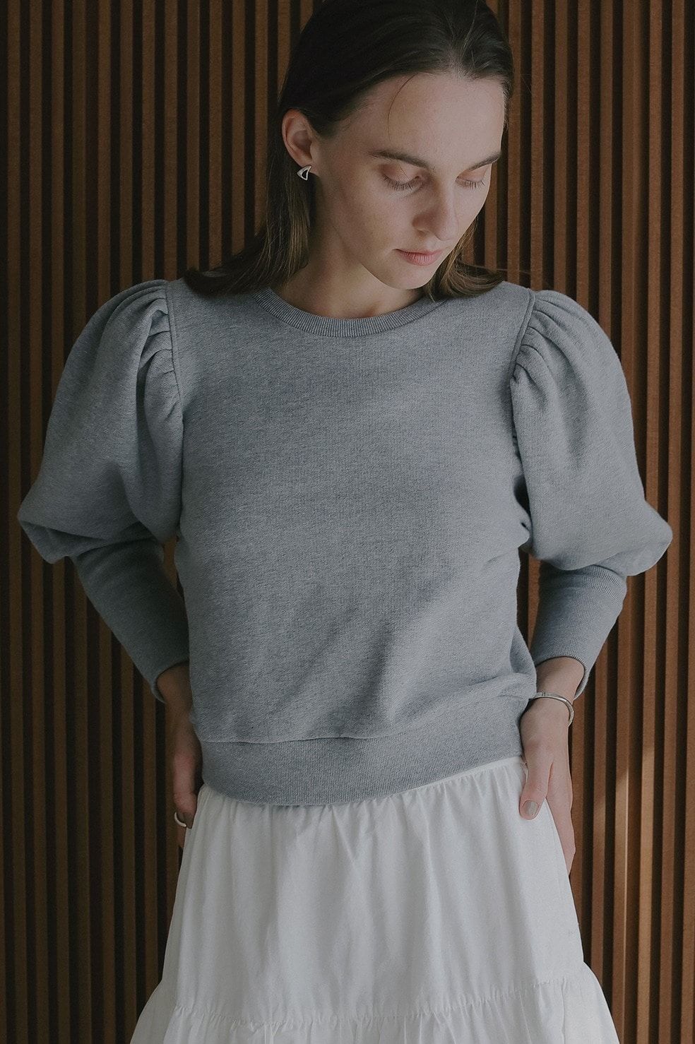パフスリーブ スウェット - VOLUME PUFF SLEEVE SWEAT (GRAY)