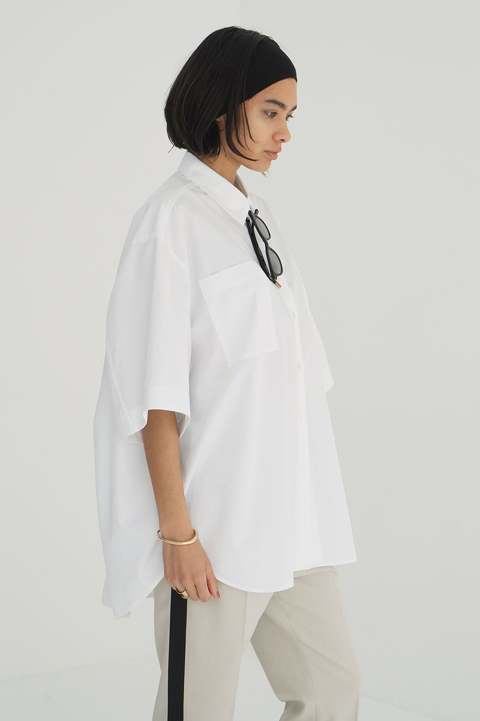 ヒュージーシャツ - HALF SLEEVE HUGE SHIRTS WHITE