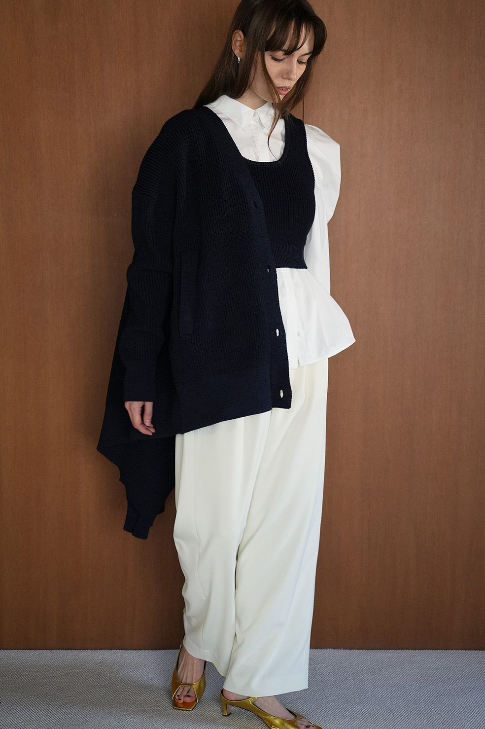 CLANE - BUSTIER SET KNIT CARDIGAN - NAVY - カーディガン ショート ...