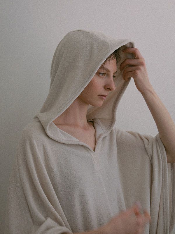 フェードパイルフードポンチョ (GREIGE)