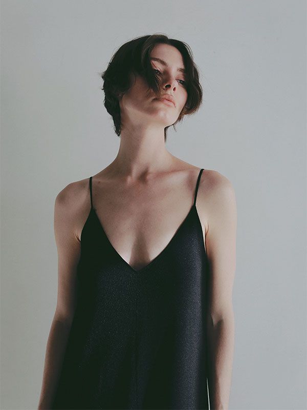 キャミソールニットオールインワン - BLACK