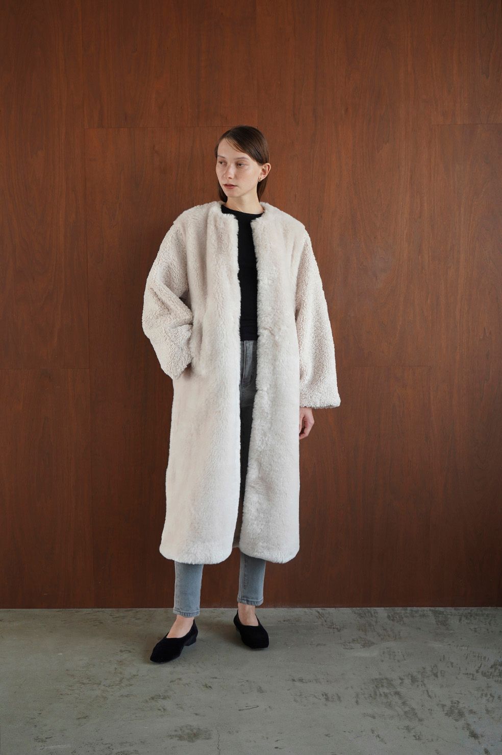 MIXFU専用　CLANE MIX FUR COCOON COAT アイボリー2サイズ