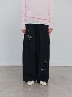 ハンドエンブロイダリーダブルガーゼパンツ (NAVY)