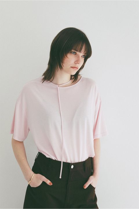 コードカットソー - DROOP THIN CODE SOFT TOPS (PINK)