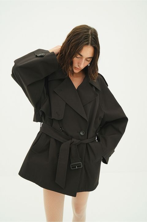 オーバー ショートトレンチコート - OVER SHORT TRENCH COAT (BLACK)