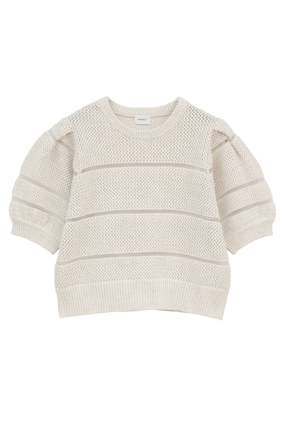 ショート丈ニットトップス - OPENWORK KNIT SHORT TOPS (IVORY)