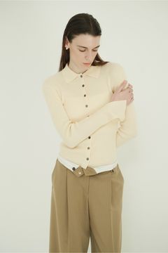 コンパクト ニットシャツ - COMPACT RIB KNIT SHIRTS (IVORY)