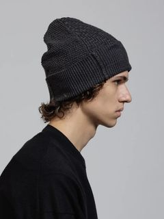 コットン/リネン ニットキャップ - Knit Hat - B/GREY