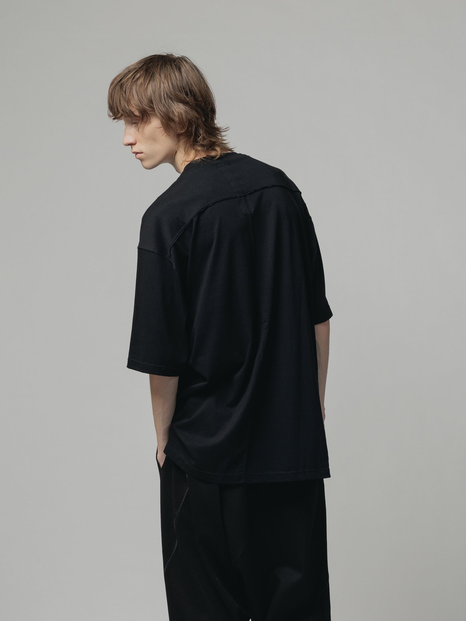 天竺 ポケット - Tcotton jersey pocket t-shirt - BLACK